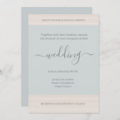 Invitation Elégant Dusty Blue WoodGrains Stripes Mariage chic (Devant / Derrière)