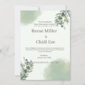Invitation Elegant Dusty Green Script Classic Wedding  (Devant)