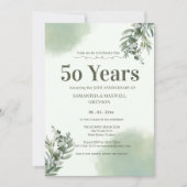 Invitation Elegant Dusty Green Script Wedding Anniversary  (Devant)