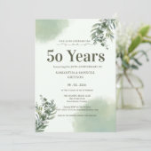 Invitation Elegant Dusty Green Script Wedding Anniversary  (Debout devant)