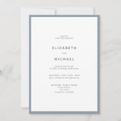 Invitation Elégant Dusty Mariage de typographie bleu et blanc (Devant)