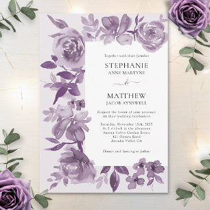 Invitation Elégant Dusty Mauve Aquarelle Floral Mariage