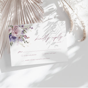 Invitation Elégant Dusty Mauve & Lavender Wedding RSVP