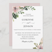 Invitation Elégant Dusty Mauve Mariage botanique (Devant / Derrière)