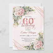 Invitation Elegant Dusty Pink Rose Gold 60th Birthday Invite (Devant)