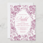 Invitation Elegant Dusty Pink Toile Roses Bridal Shower Invit (Devant)