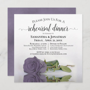 Invitation Élégant Dusty Purple Rose Dîner de répétition Mari