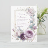 Invitation Elegant Dusty Purple Rose Eucalyptus Gold Glitter (Debout devant)