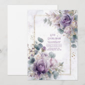 Invitation Elegant Dusty Purple Rose Eucalyptus Gold Marble (Devant / Derrière)