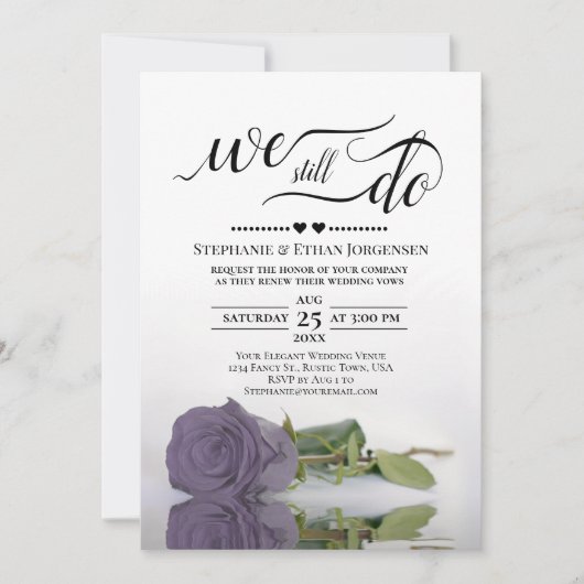 Invitation Elégant Dusty Purple Rose Nous Faisons Encore Vow (Devant)