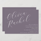 Invitation Élégant Dusty Purple Script Bat mitzvah minimal (Devant / Derrière)