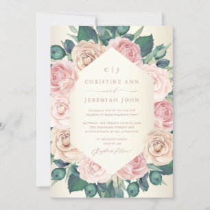 Invitation Elégant Dusty Rose aquarelle Mariage floral