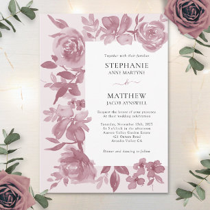 Invitation Elégant Dusty Rose aquarelle Mariage floral
