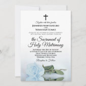 Invitation Elégant Dusty Rose bleu moderne Mariage catholique (Devant)