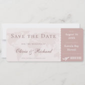 Invitation Elegant Dusty Rose Boarding Pass Enregistrer la da (Devant)