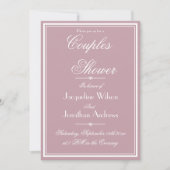 Invitation Élégant Dusty Rose Chic Script RSVP Couples Douche (Devant)