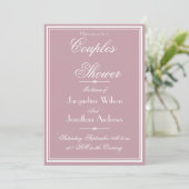 Invitation Élégant Dusty Rose Chic Script RSVP Couples Douche (Debout devant)