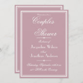 Invitation Élégant Dusty Rose Chic Script RSVP Couples Douche (Devant / Derrière)