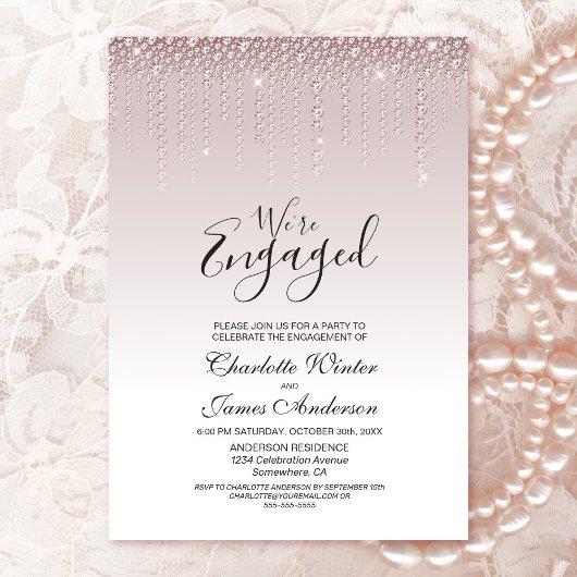 Invitation Elegant Dusty Rose Diamonds