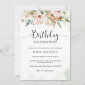 Invitation  Elégant Dusty Rose et Green Floral Anniversaire (Devant)
