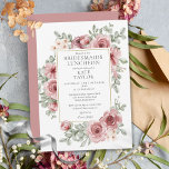 Invitation Élégant Dusty Rose Floral Bridesmaids Déjeuner<br><div class="desc">Présentant de jolies fleurs roses poussiéreuses,  cette invitation à déjeuner chic pour femmes d'honneur peut être personnalisée avec vos informations spéciales sur l'événement de célébration,  avec un arrière - plan rose poussiéreux à l'envers. Conçu par Thisisnotme©</div>