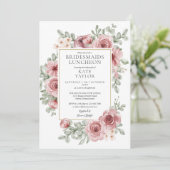 Invitation Élégant Dusty Rose Floral Bridesmaids Déjeuner (Debout devant)