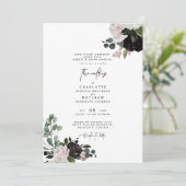 Invitation Élégant Dusty Rose Floral Les deux parents Mariage (Debout devant)