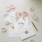 Invitation Elegant Dusty Rose Floral Wedding with Greenery