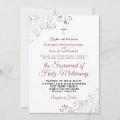 Invitation Elégant Dusty Rose & Grey Mariage catholique moder (Devant)