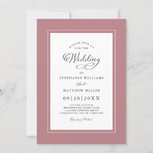 Invitation Élégant Dusty Rose Mariage Chic Moderne Calligraph