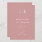 Invitation Elégant Dusty Rose moderne Monogram Mariage (Devant / Derrière)