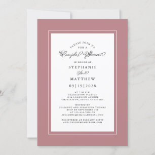 Invitation Elégant Dusty Rose rose Mariage Couples  Douche