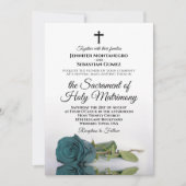 Invitation Elégant Dusty Rose Turquoise moderne Mariage catho (Devant)