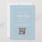 Invitation Elegant Dusty Sky Blue White QR code Wedding (Dos)