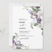 Invitation Élégant Dusty violet Mariage de calligraphie flora (Devant)