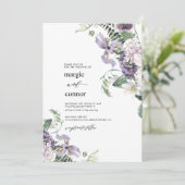 Invitation Élégant Dusty violet Mariage de calligraphie flora (Debout devant)
