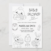 Invitation Elegant Easter Line Art Baby Shower Party (Devant)
