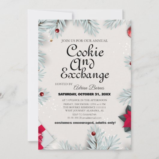 Invitation Élégant échange de biscuits à thème graphique Noël (Devant)