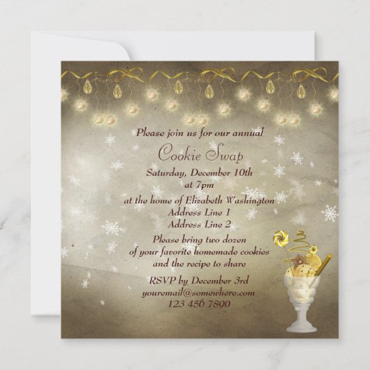 Invitation Élégant échange de biscuits de Noël (Dos)