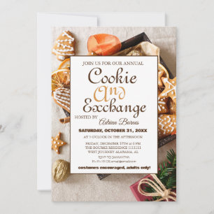 Invitation Élégant échange de biscuits de Noël Script Party