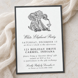 Invitation Élégant échange de cadeaux de Noël éléphant blanc
