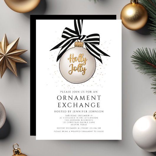Invitation Élégant échange d'ornement Noël
