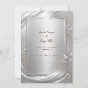Invitation Élégant éclat métallique floral argenté de mariage
