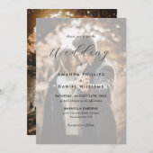 Invitation Élégant écriture moderne 2 Photo Mariage (Devant / Derrière)