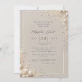 Invitation Elegant Editable Cream Seed Pearl Bridal Shower (Devant)