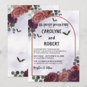 Invitation Élégant Éffrayant Floral Gothique Halloween Mariag (Devant / Derrière)