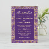 Invitation Elegant Egyptian Pattern Gold Wedding (Debout devant)