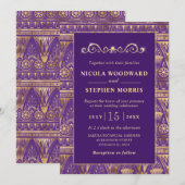 Invitation Elegant Egyptian Pattern Gold Wedding (Devant / Derrière)