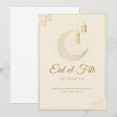 Invitation Elegant Eid al-Fitr Mubarak Card Minimal Islamic (Devant / Derrière)