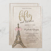 Invitation Elegant Eiffel Tower Bow 50th Birthday (Devant / Derrière)
